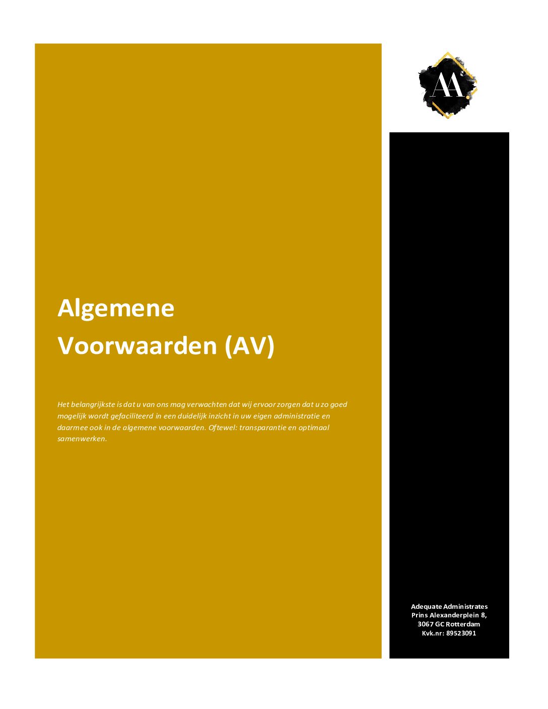 Voorblad van de algemene voorwaarden 2024-2025 van Adequate Administraties